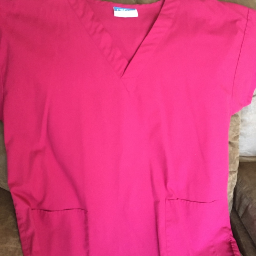 Fushia pink v neck scrub top